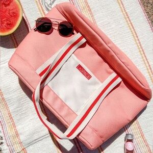 l*space Pink Canvas Coastal Cooler Tote Bag